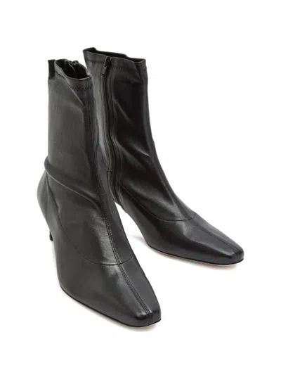 Staud Wally Leather Ankle Boots In Black