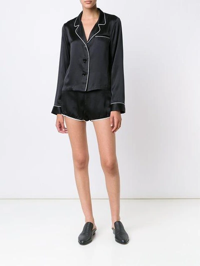 Shop Fleur Du Mal Satin Pajama Shorts In Black