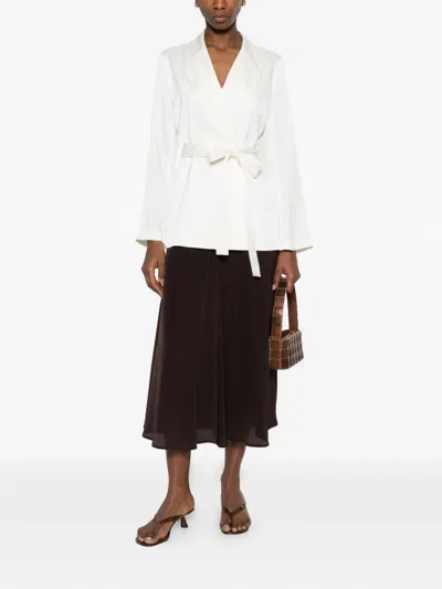 P.a.r.o.s.h Drawstring Midi Skirt In Brown