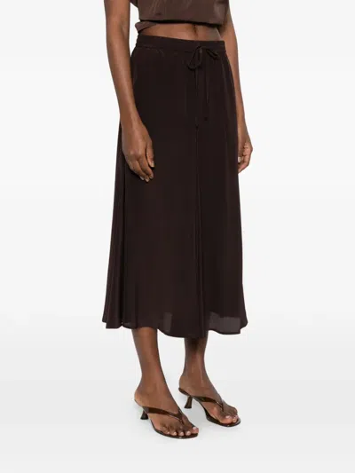 P.a.r.o.s.h Drawstring Midi Skirt In Brown