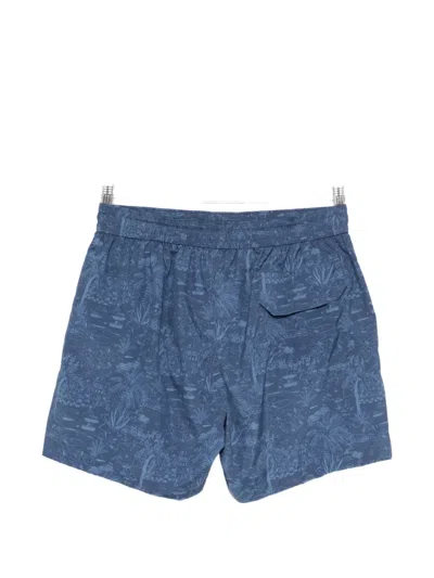 Caruso Drawstring Print Shorts In Blue