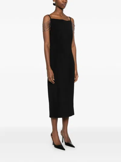 Pinko Chain Strap Dress In Black