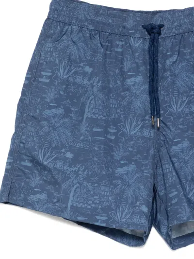 Caruso Drawstring Print Shorts In Blue