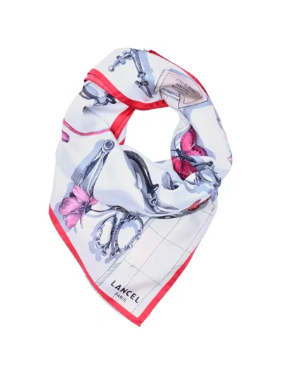 Lancel Printed Silk Square Scarf In White