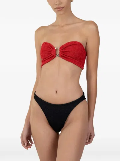 Paramidonna Frida Ring-detail Textured Bikini In Red