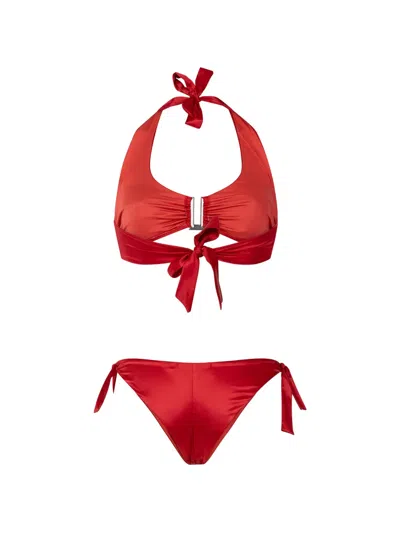 Paramidonna Jane Tie-detail Bikini In Red