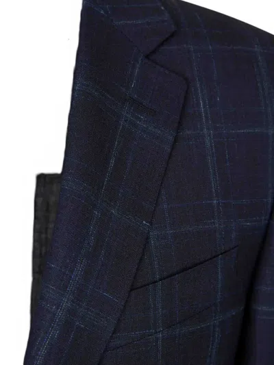 Canali Checked Suit In Blue