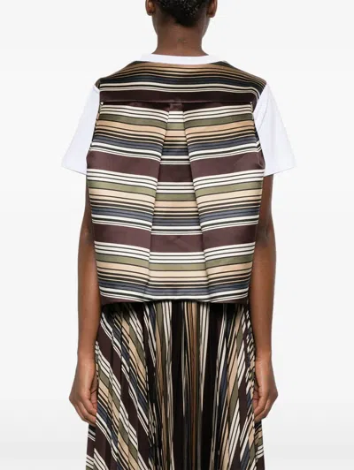 Sacai Striped T-shirt In White