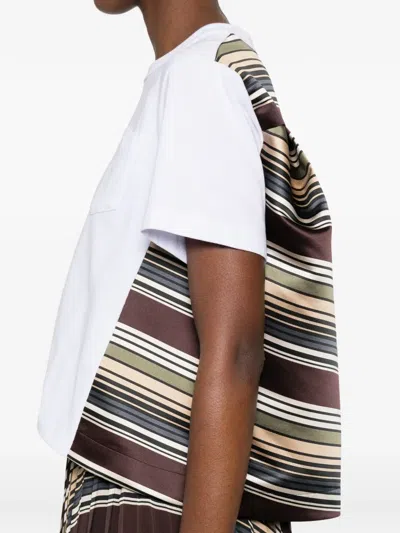 Sacai Striped T-shirt In White