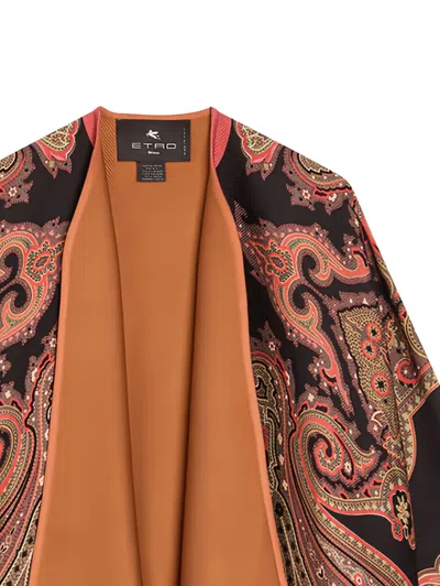 Etro Patterned-jacquard Wool-blend Cape In Brown