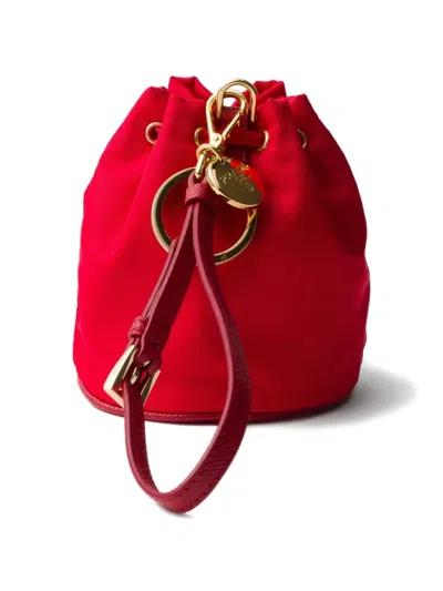 Prada Mini Icon Re-nylon Keychain Charm In Red