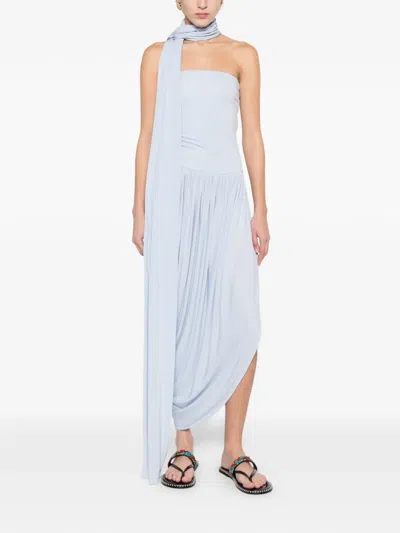Esse Studios Strapless Draped Dress In Blue