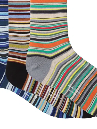 Paul Smith 3-pack Striped Socks In Multi
