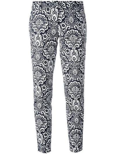 Michael Michael Kors Arabesque Print Cropped Trousers In Blue