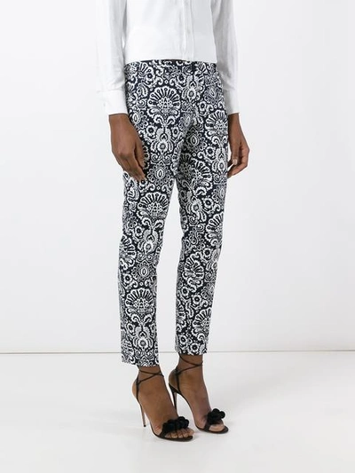 Shop Michael Michael Kors Arabesque Print Cropped Trousers In Blue