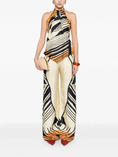 Raquel Diniz Halterneck Open Back Top Asymmetric Hem In Multi