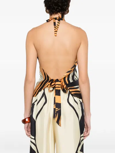 Raquel Diniz Halterneck Open Back Top Asymmetric Hem In Multi