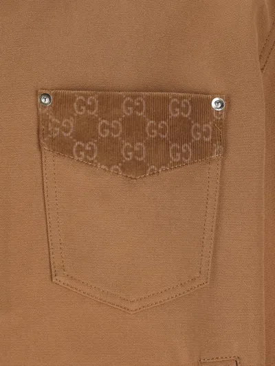 Gucci Blazer Camel Patterned Collar Buttoned Flap Pockets In Brown