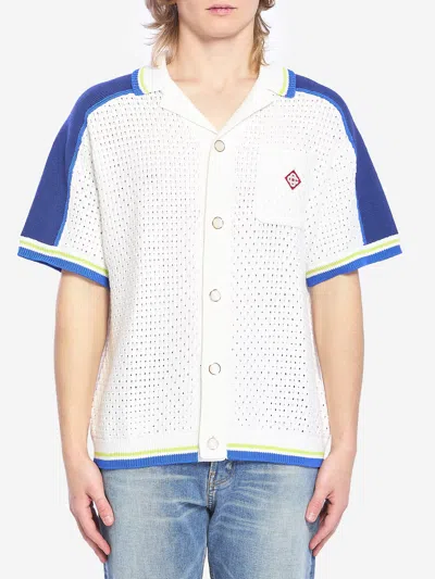 Casablanca Contrasting Trims Chest Pocket Logo-embroidered Short-sleeve Button-up Shirt In Multi