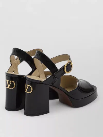 Valentino Garavani Fawcette Platform Sandal In Polished Calfskin 100mm Woman Black 39.5 In Black
