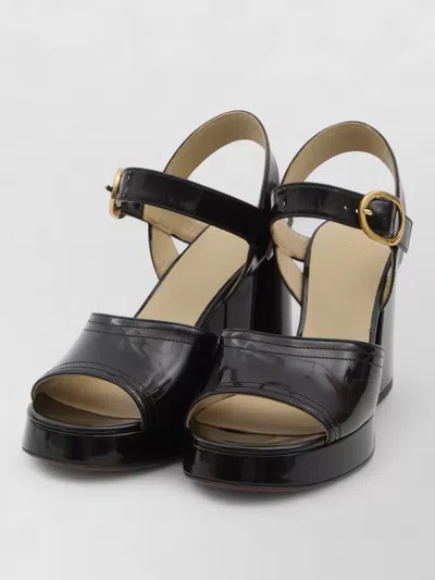 Valentino Garavani Fawcette Platform Sandal In Polished Calfskin 100mm Woman Black 39.5 In Black