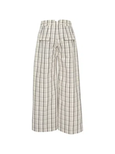 Lee Mathews Drawstring Check Trousers In Neutral