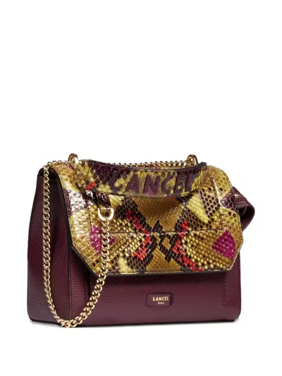 Lancel Ninon Python Flap Cross Body Bag In Purple
