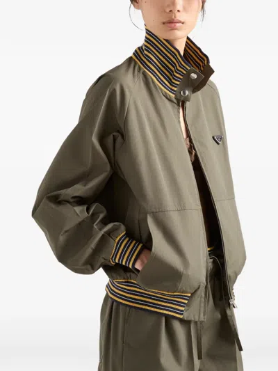 Prada Poplin Turtleneck Jacket In Multi