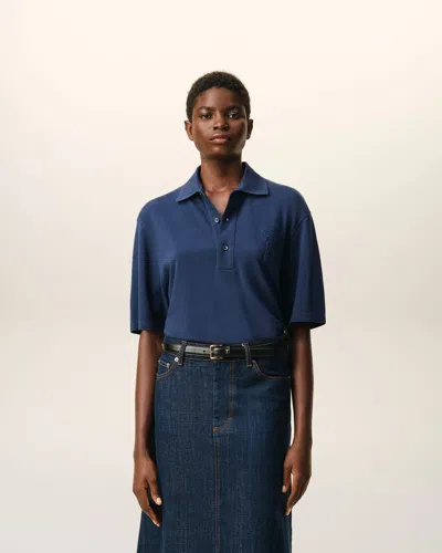 Ami Alexandre Mattiussi Blue Polo Shirt With Adc Patch Logo In Cotton Uomo In Multi