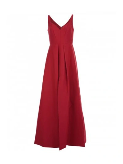 Halston Heritage Long Cotton Blend Dress In Red