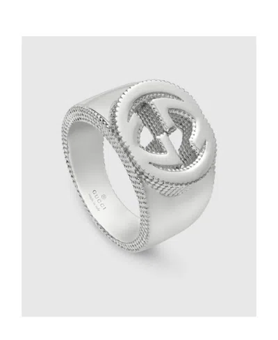 Gucci Interlocking G Ring In Silver In White