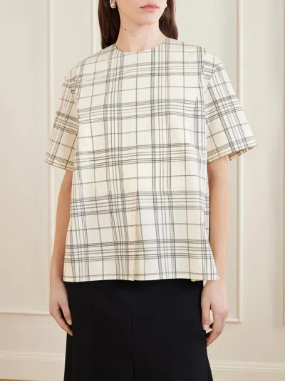 Jil Sander Checked Cotton T-shirt In White