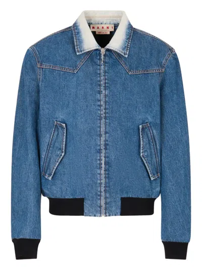 Marni Bleached-effect Bomber Jacket In Multi