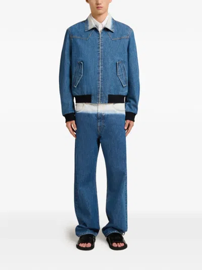 Marni Bleached-effect Bomber Jacket In Multi