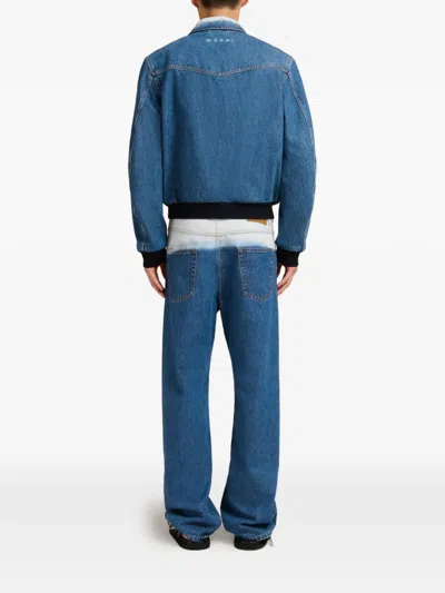 Marni Bleached-effect Bomber Jacket In Multi