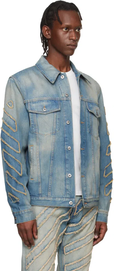 Off-white Blue Patch Skate Cotton Jacket Jacket In Blue