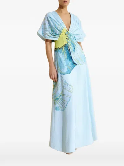 Acler Glamorgan Floral V-neck Maxi Dress In Blue