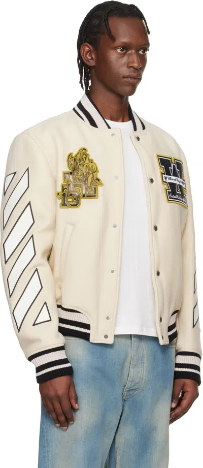 Off-white Lion Wool Varsity Bomber Jacket In Pink