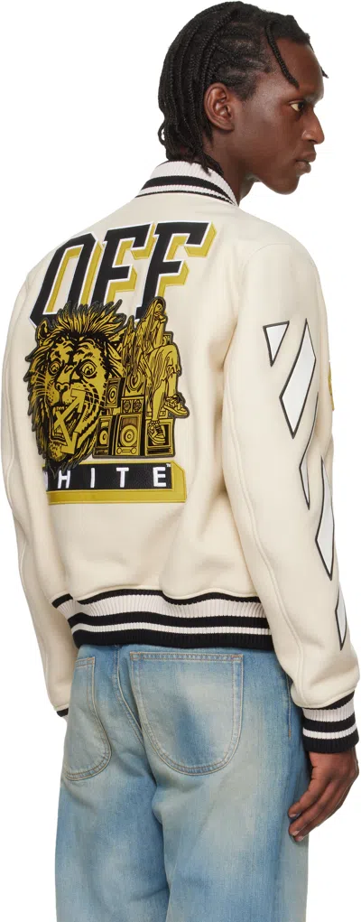 Off-white Lion Wool Varsity Bomber Jacket In Pink