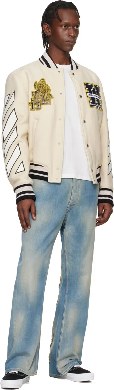 Off-white Lion Wool Varsity Bomber Jacket In Pink
