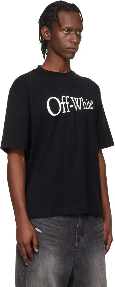 Off-white Black Oversized T-shirt With Contrasting Logo Lettering Print In Cotton Man