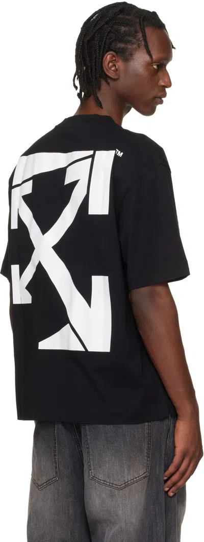 Off-white Black Oversized T-shirt With Contrasting Logo Lettering Print In Cotton Man