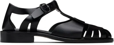 Hereu Pesca Cut-out Leather Sandals In Black