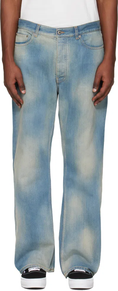 Off-white Blue Diagonal Raw Patch 90s Skate Jeans In Multi