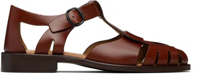 Hereu Light Brown Leather Fishing Shoes With Adjustable Strap In Brown