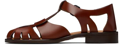 Hereu Light Brown Leather Fishing Shoes With Adjustable Strap In Brown