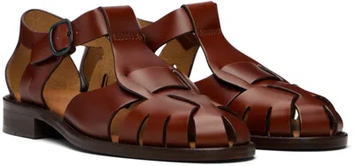 Hereu Light Brown Leather Fishing Shoes With Adjustable Strap In Brown