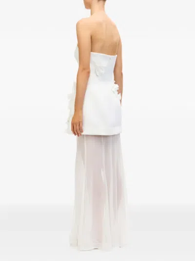 Acler Culloden Butterfly Strapless Maxi Dress In White