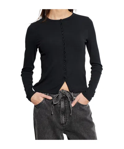 Frame Buttoned Knitted Cardigan In Black