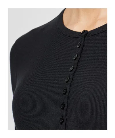 Frame Buttoned Knitted Cardigan In Black